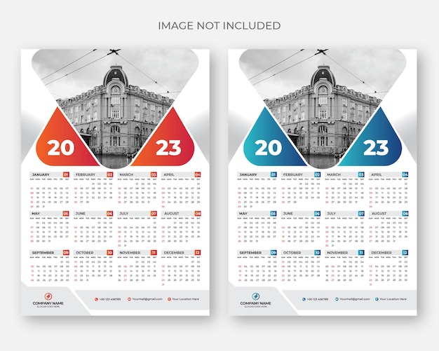 2023 één pagina wandkalender ontwerpsjabloon