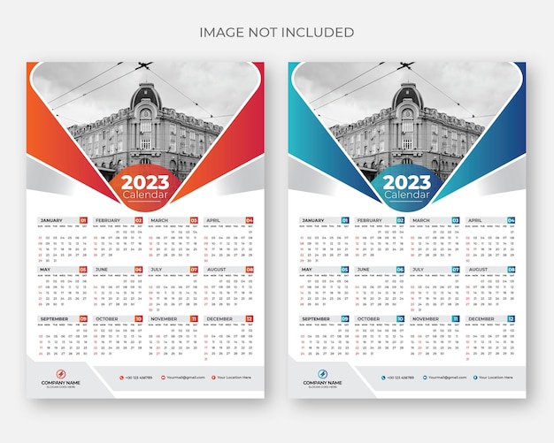 2023 één pagina wandkalender ontwerpsjabloon