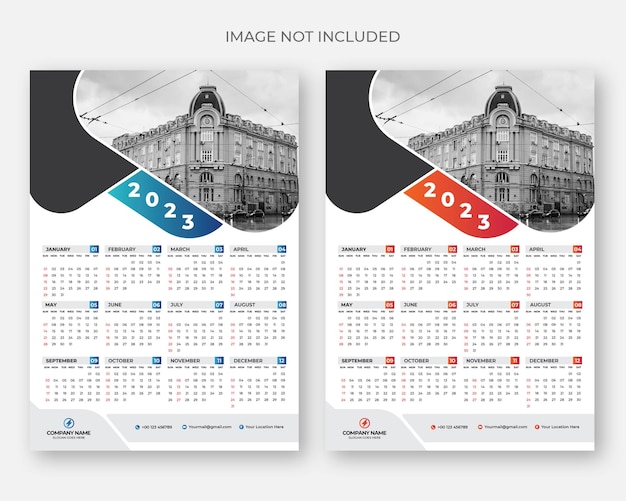 2023 één pagina wandkalender ontwerpsjabloon