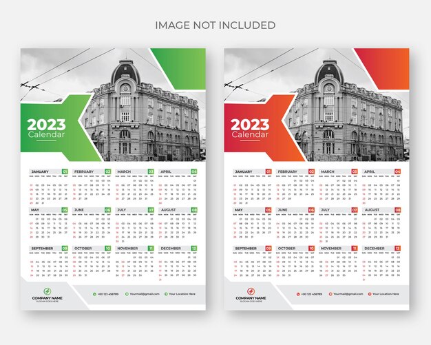 2023 één pagina wandkalender ontwerpsjabloon