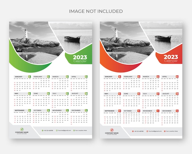 2023 één pagina wandkalender ontwerpsjabloon