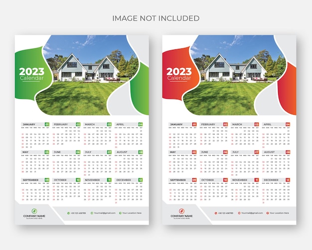 2023 één pagina wandkalender ontwerpsjabloon