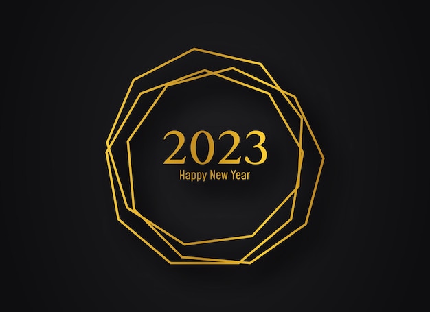 2023 Gelukkig Nieuwjaar gouden geometrische veelhoekige achtergrond