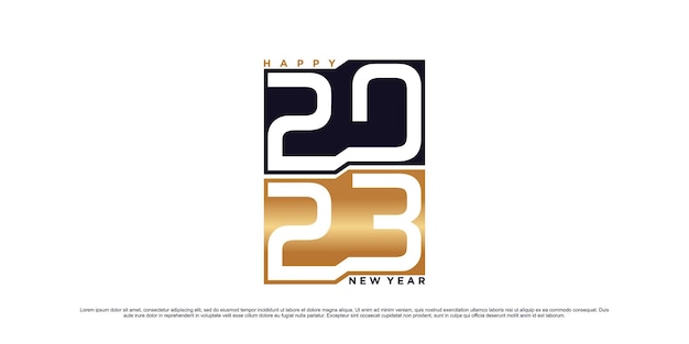 2023 gelukkig nieuwjaar logo ontwerp vectorillustratie met creatief uniek concept
