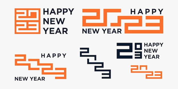 2023 Gelukkig Nieuwjaar logo tekst ontwerp 2023 nummer ontwerp sjabloon vectorillustratie