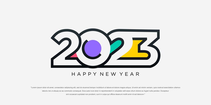Vector 2023 gelukkig nieuwjaar logo tekst ontwerp 2023 nummer ontwerp sjabloon vectorillustratie