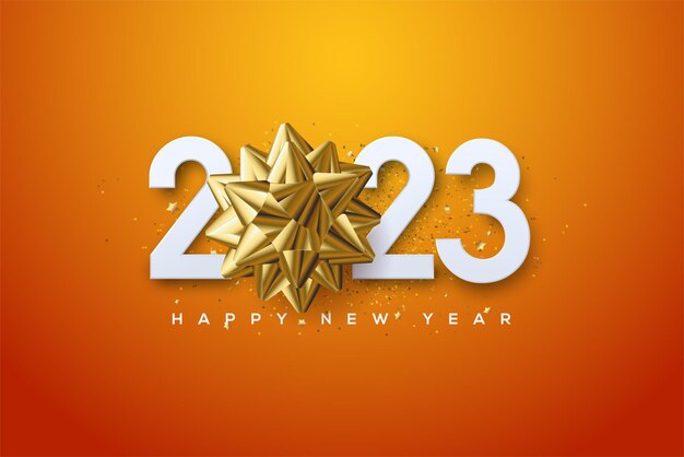 2023 gelukkig nieuwjaar met frisse oranje achtergrond