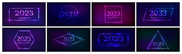 2023 Gelukkig Nieuwjaar neon achtergrond