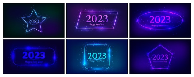 2023 Gelukkig Nieuwjaar neon achtergrond