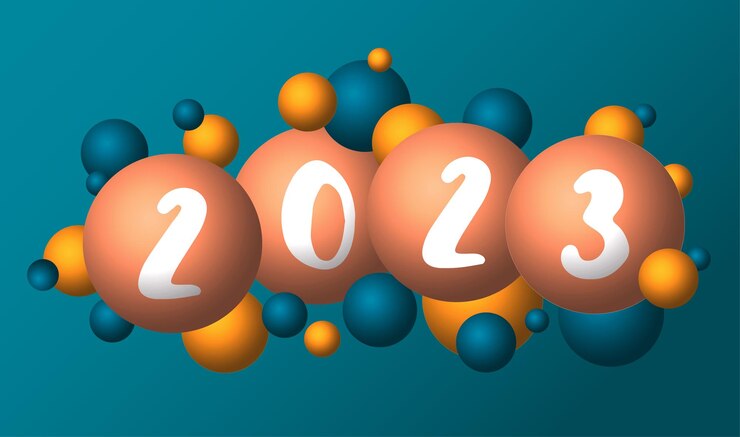 Vector 2023 gelukkig nieuwjaar nummers 3d-stijl vector lineaire nummers ontwerp van wenskaarten vectorillustratie