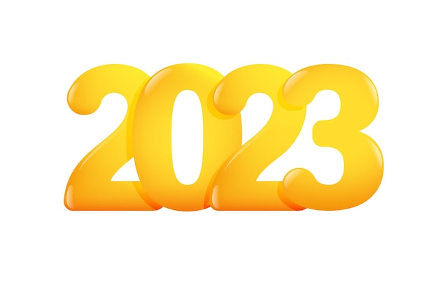2023 glossy yellow numbers, Happy new year golden numbers vector illustration, happy 2023