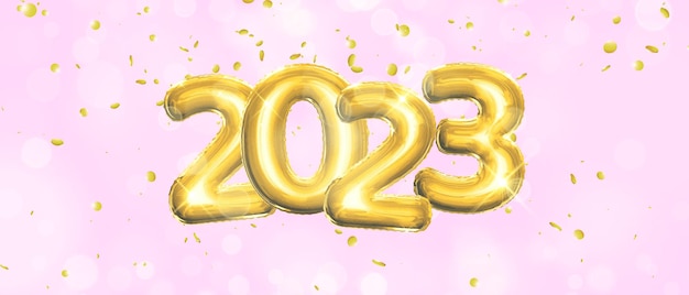 Vector 2023 gold ballons for new year eve celebration. vector christmas greeting card