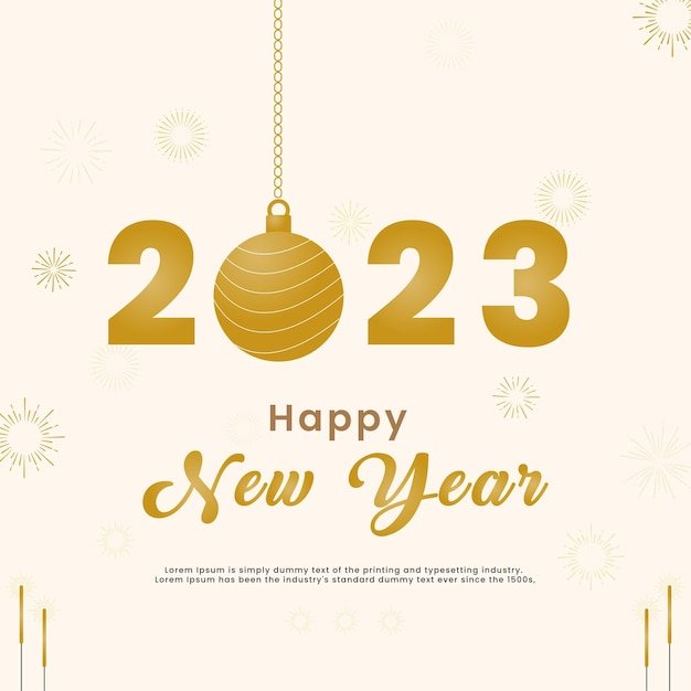 2023 gold happy new year text  greetings text vector