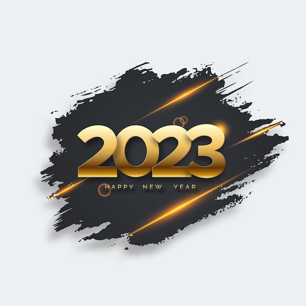 2023 золотые цифры кисть краска и огни праздничная концепция новогодняя открытка 2023