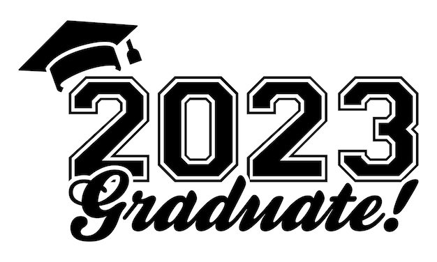 2023 Graduate Graduation design template, Car Window Sticker, POD, cover, Isolated Black Background