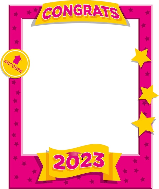 2023 laureati selfie photo frame illustrazione vettoriale in colore magenta