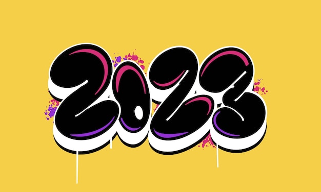 2023 Graffiti Bubble style hand drawn lettering