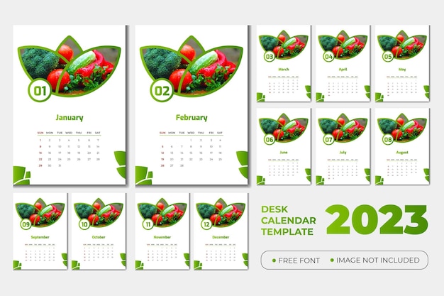 2023 green fresh calendar template