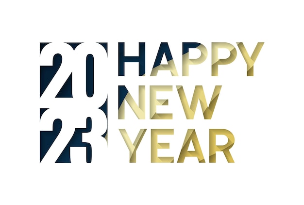 2023 Greeting Card Happy New Year Papercut illustration