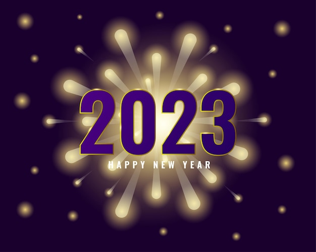 Vettore 2023 banner di sfondo felice anno nuovo con fuochi d'artificio e stelle filanti