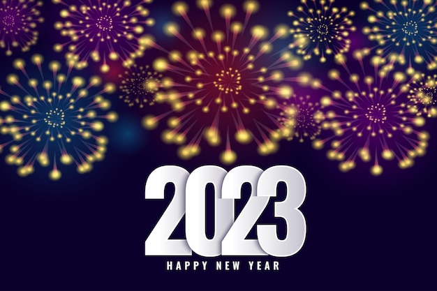 2023 happy new year background banner with fireworks and sparklers