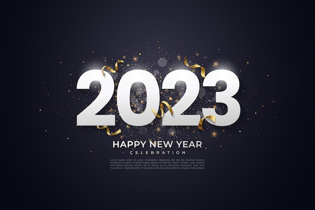 2023 felice anno nuovo sfondo design. biglietto di auguri, banner, poster. illustrazione vettoriale.