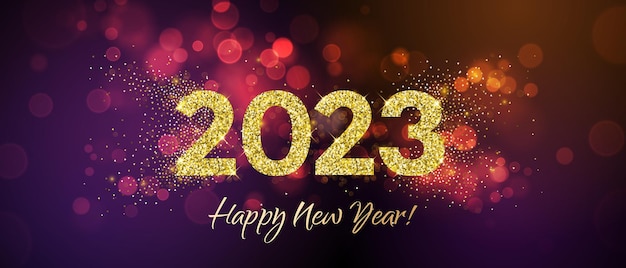 2023 Happy New Year Background texture with glitter fireworks