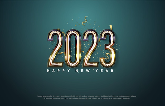 Vector 2023 happy new year background with number 3d illustration.