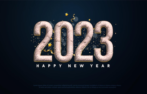 Vector 2023 happy new year background with number 3d illustration.