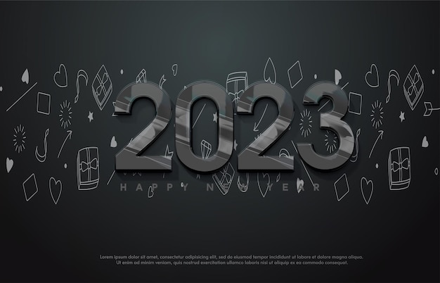 2023 с новым годом фон с номером 3D иллюстрации.