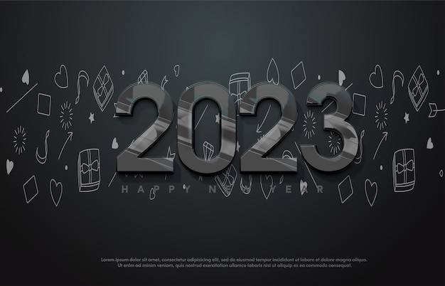 Vettore 2023 felice anno nuovo sfondo con il numero 3d illustrazione.