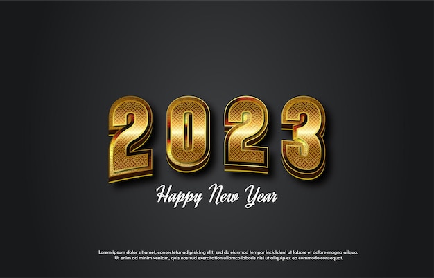 숫자 3D 일러스트와 함께 2023 새 해 복 많이 받으세요 배경입니다.