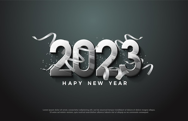 숫자 3D 일러스트와 함께 2023 새 해 복 많이 받으세요 배경입니다.