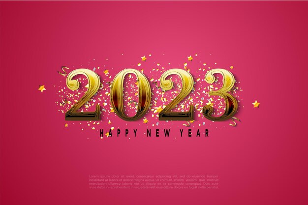 2023 happy new year background with number illustration.