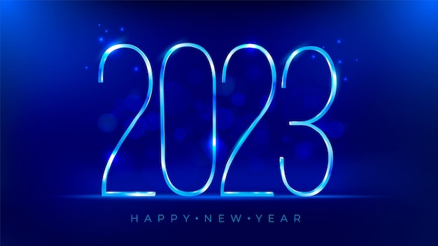 2023 Happy New Year blue background. Vector holiday composition of numbers.