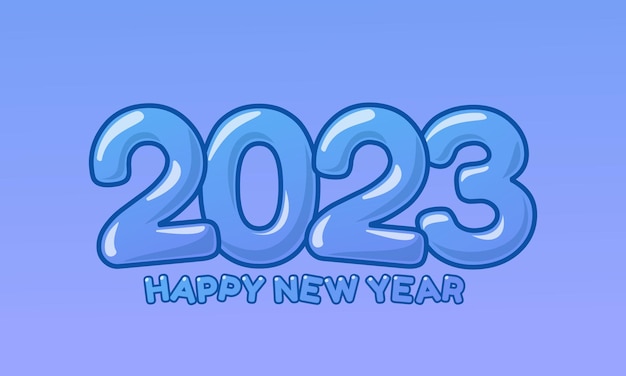 2023 happy new year bubble text typography cartoon illustration