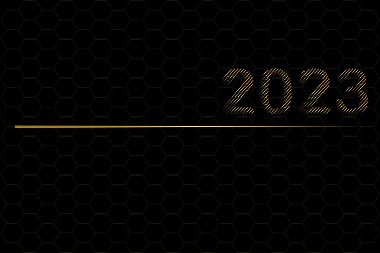 Vector 2023 happy new year card black and beehive