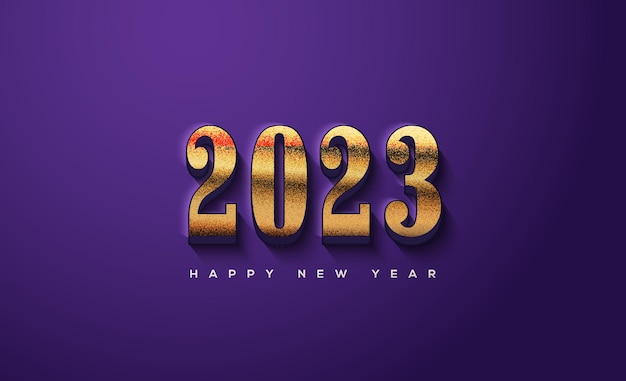 2023 happy new year classic gold metallic