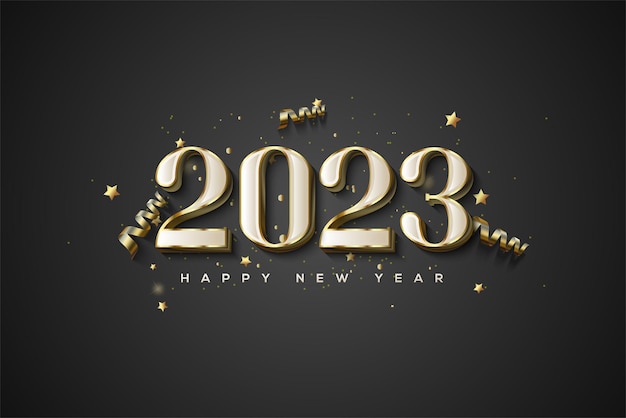 2023 새해 복 많이 받으세요 클래식 화이트와 골드 럭셔리