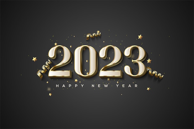 2023 happy new year classic white and gold luxury