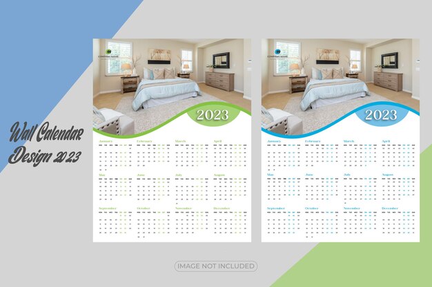 Vettore 2023 felice anno nuovo modello di progettazione del calendario da parete aziendale e moderno