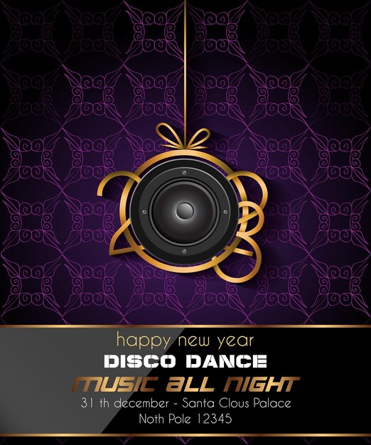 2023 Happy New Year disco club flyer met kleurrijke elementen. Ideaal voor poster en muziekachtergrond