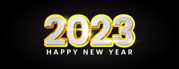 2023 Happy New Year Elegant Gold Text greeting card. 2023 New Year Banner Template.