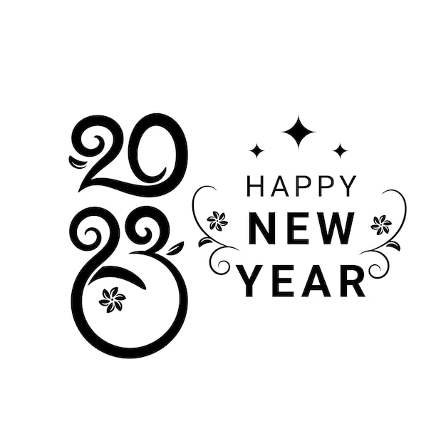 Premium Vector | 2023 happy new year floral lettering