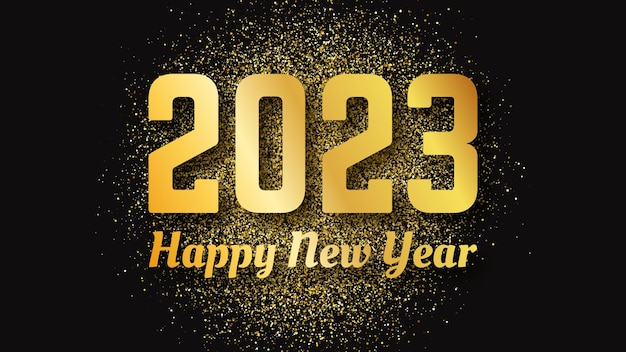 2023 Happy New Year gold background