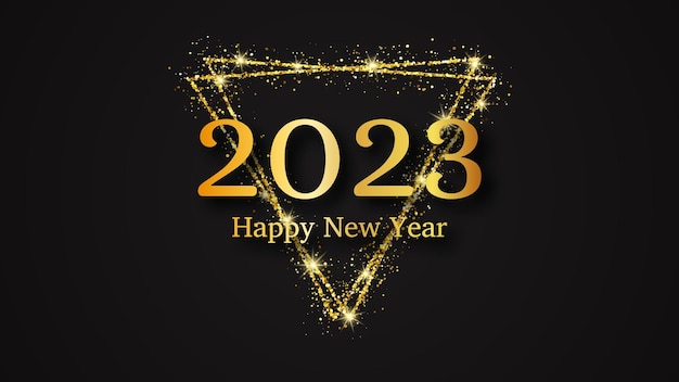 2023 Happy New Year gold background