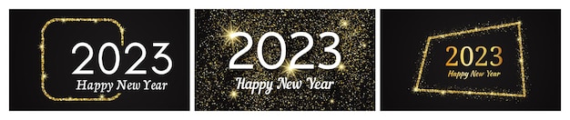 2023 Happy New Year gold background