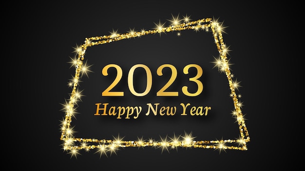 2023 happy new year gold background