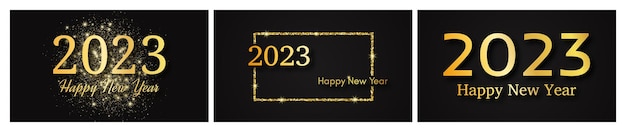 2023 Happy New Year gold background