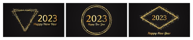 2023 Happy New Year gold background